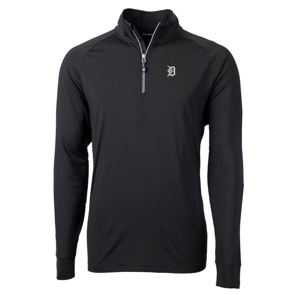 Detroit Tigers Cutter & Buck Big & Tall Adapt Eco DryTec Raglan Quarter-Zip Jacket - Black
