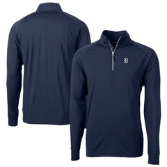 Detroit Tigers Cutter & Buck Big & Tall Adapt Eco DryTec Raglan Quarter-Zip Jacket - Navy