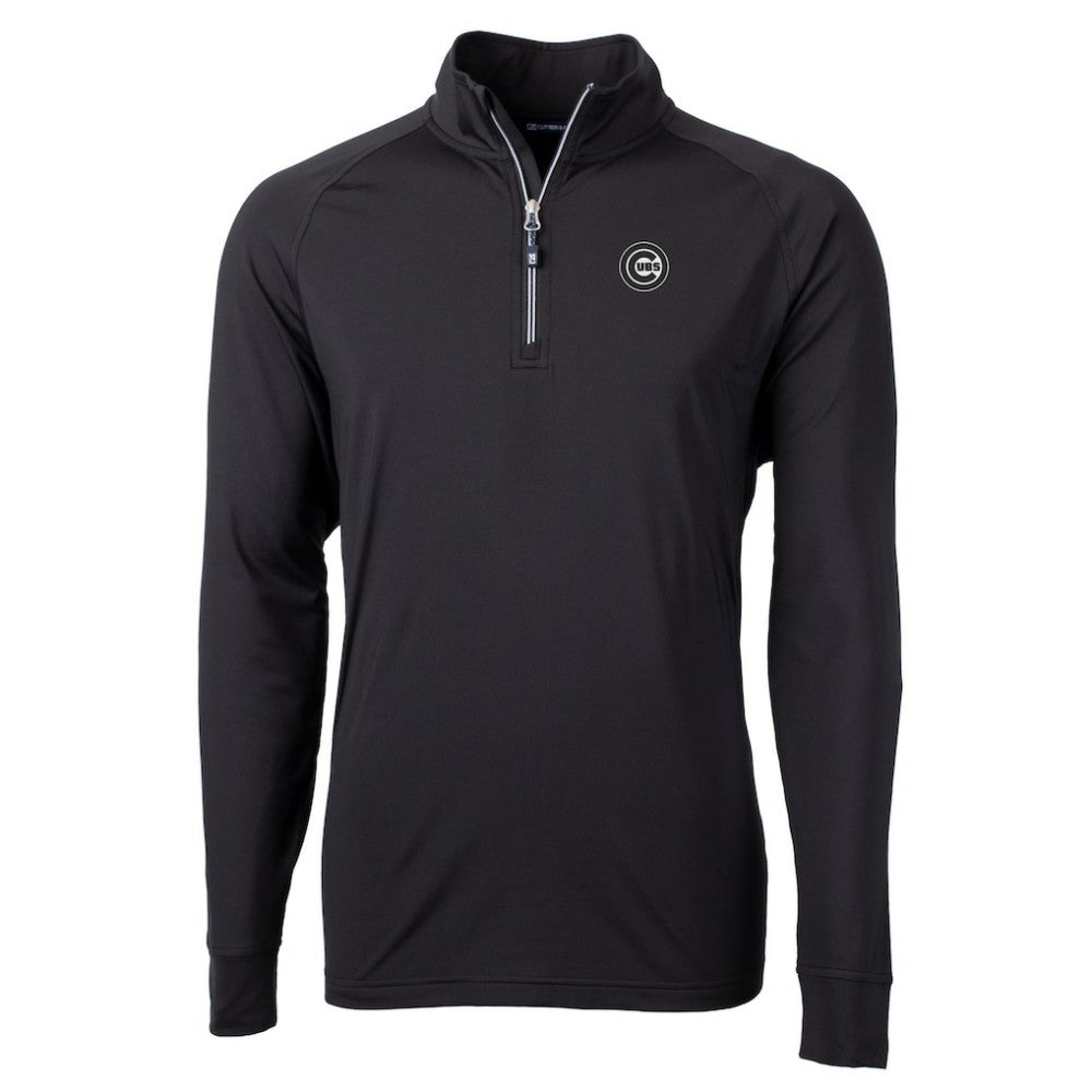 Chicago Cubs Cutter & Buck Big & Tall Adapt Eco DryTec Raglan Quarter-Zip Jacket - Black