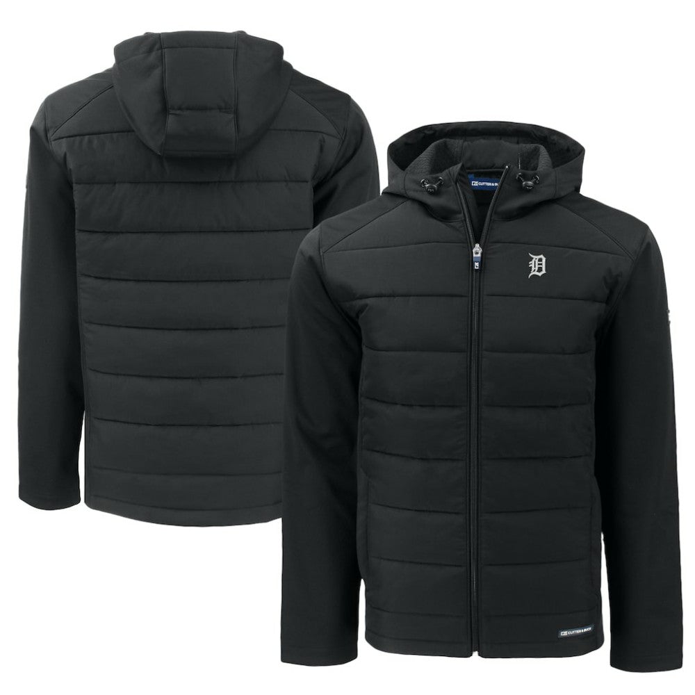 Detroit Tigers Cutter & Buck Big & Tall Evoke Hybrid Eco Softshell Recycled Full-Zip Jacket - Black