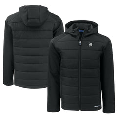 Detroit Tigers Cutter & Buck Big & Tall Evoke Hybrid Eco Softshell Recycled Full-Zip Jacket - Black