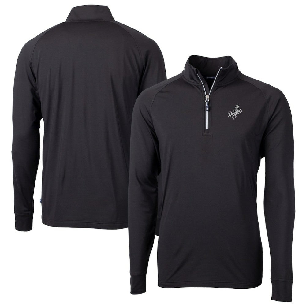 Los Angeles Dodgers Cutter & Buck Big & Tall Adapt Eco DryTec Raglan Quarter-Zip Jacket - Black