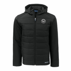 New York Mets Cutter & Buck Big & Tall Evoke Hybrid Eco Softshell Recycled Full-Zip Hooded PrimaLoft Jacket - Black
