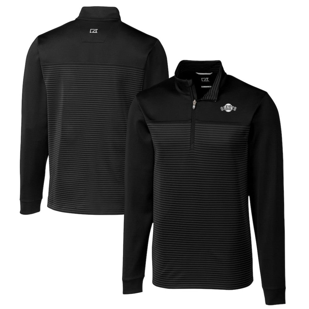 San Francisco Giants Cutter & Buck Big & Tall Traverse Stretch Stripe Eco Tri-Blend Quarter-Zip Top - Black