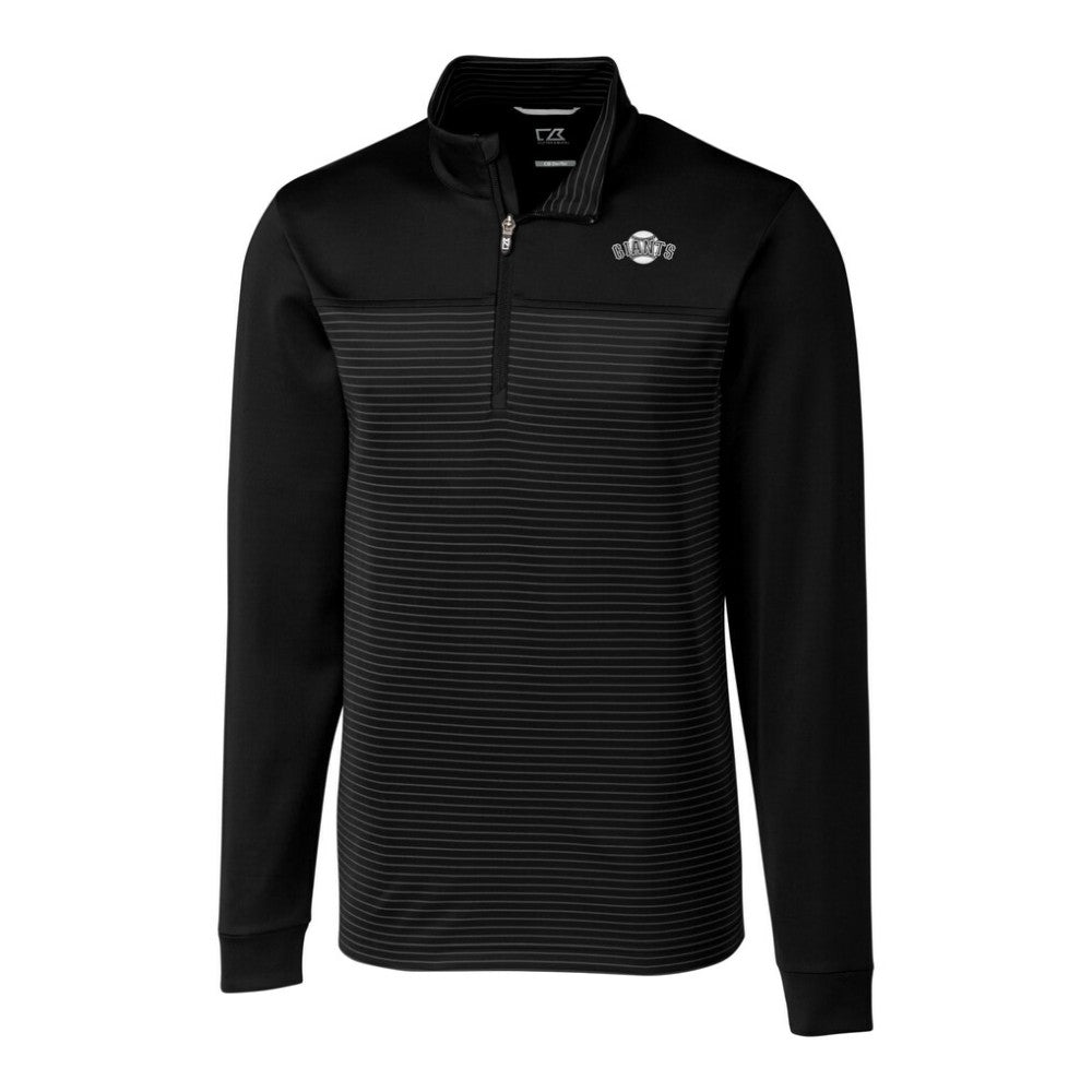 San Francisco Giants Cutter & Buck Big & Tall Traverse Stretch Stripe Eco Tri-Blend Quarter-Zip Top - Black