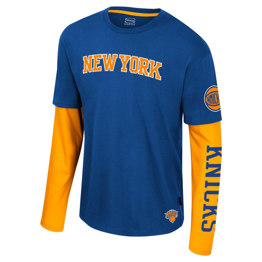 New York Knicks Stadium Essentials Unisex Spectator 2fer Long Sleeve T-Shirt - Royal discount