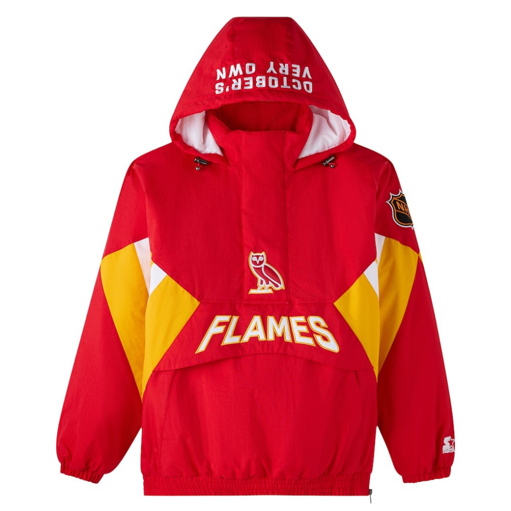 Calgary Flames OVO x Starter Half-Zip Hooded Jacket