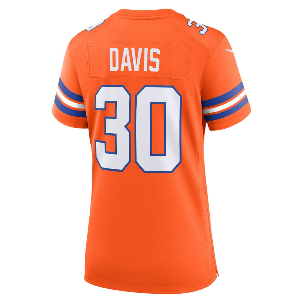 NFL Denver Broncos Terrell Davis  Women's Mile High Collection 1977 Throwback Retired Player Game Jersey