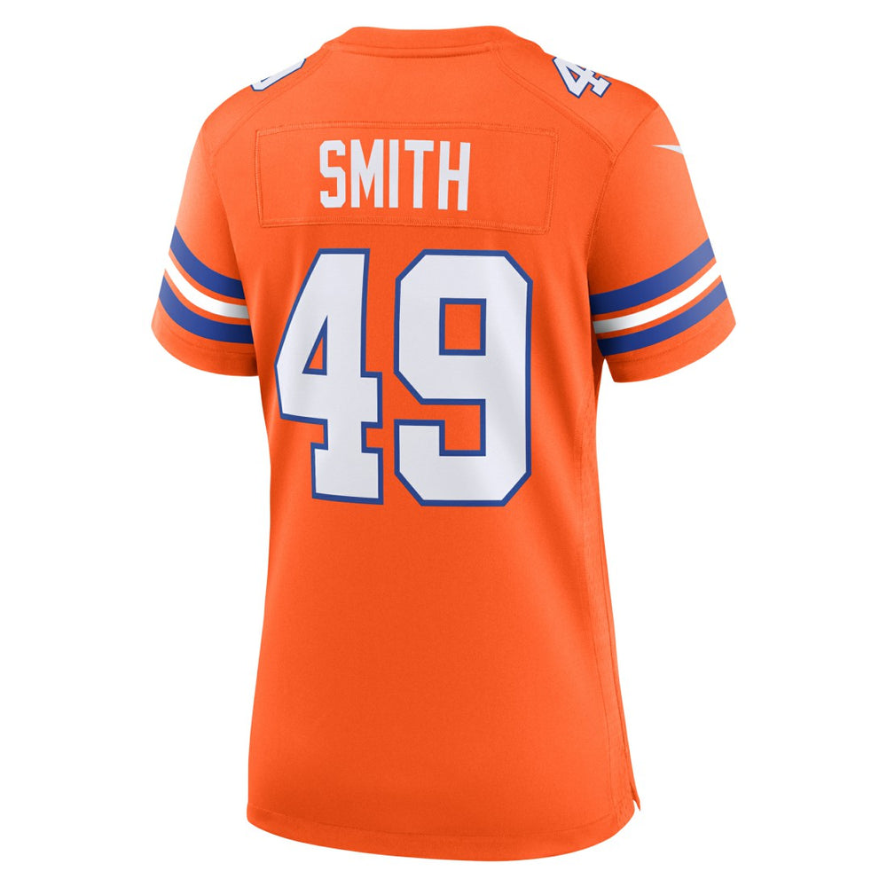 NFL Denver Broncos Dennis Smith  Women's Mile High Collection 1977 Throwback Retired Player Game Jersey
