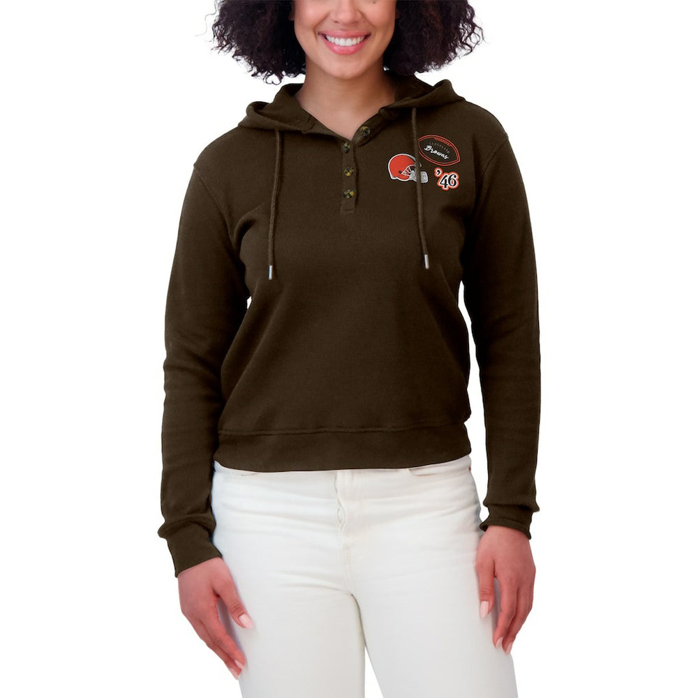 NFL Cleveland Browns WEAR by Erin Andrews Women's Plus Size Waffle Hoodie Pullover Top