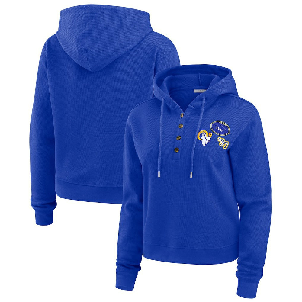 NFL Los Angeles Rams WEAR by Erin Andrews Women's Plus Size Waffle Hoodie Pullover Top