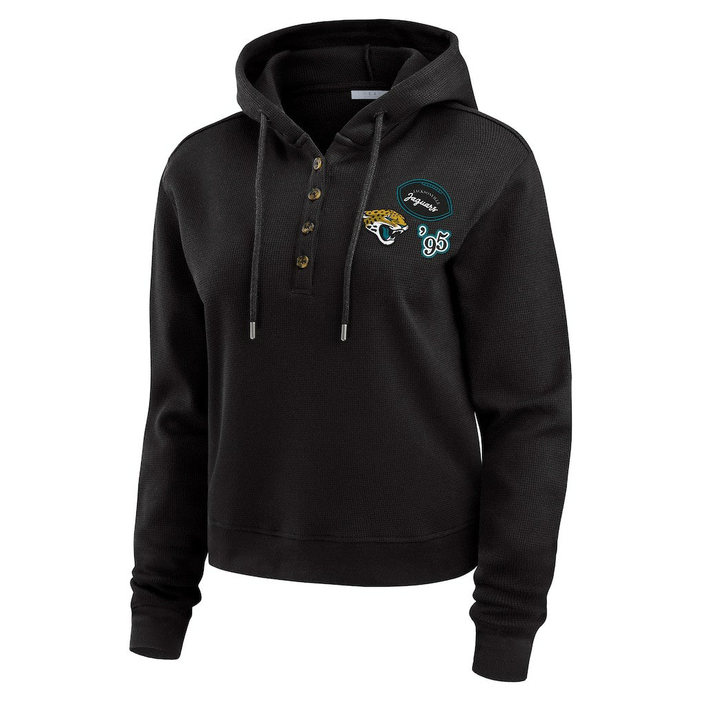 NFL Jacksonville Jaguars WEAR by Erin Andrews Women's Plus Size Waffle Hoodie Pullover Top