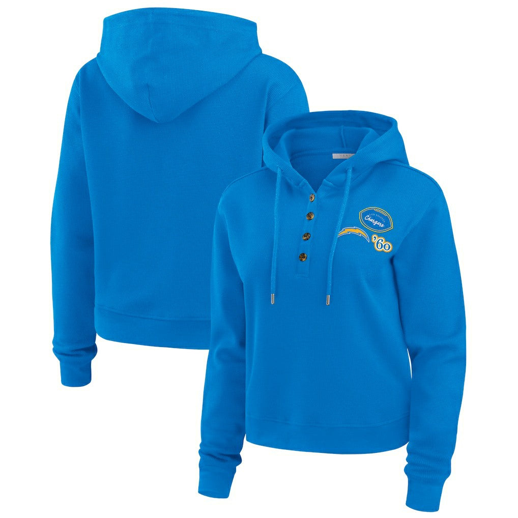 NFL Los Angeles Chargers WEAR by Erin Andrews Women's Plus Size Waffle Hoodie Pullover Top