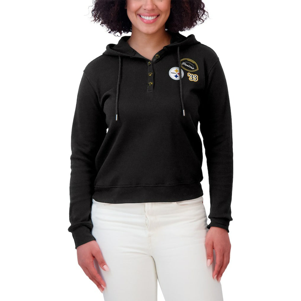 NFL Pittsburgh Steelers WEAR by Erin Andrews Women's Plus Size Waffle Hoodie Pullover Top