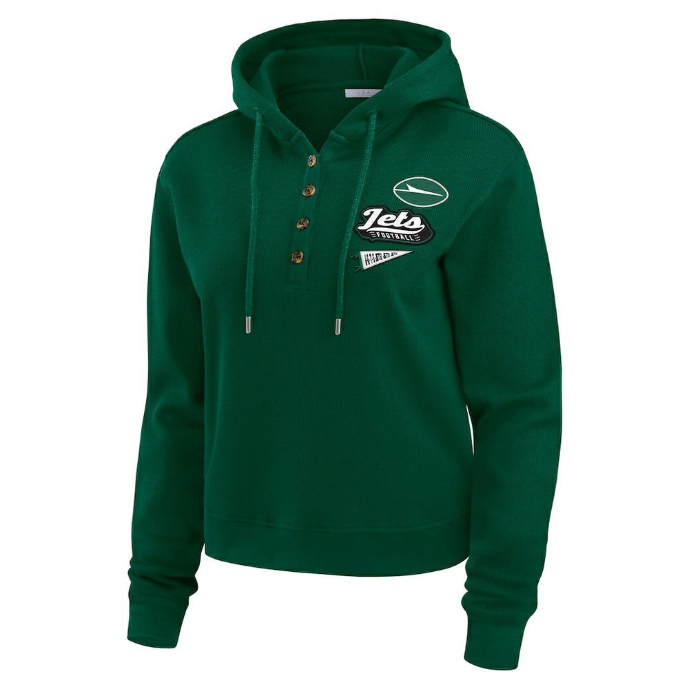 NFL New York Jets WEAR by Erin Andrews Women's Plus Size Waffle Hoodie Pullover Top