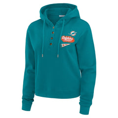 NFL Miami Dolphins WEAR by Erin Andrews Women's Plus Size Waffle Hoodie Pullover Top