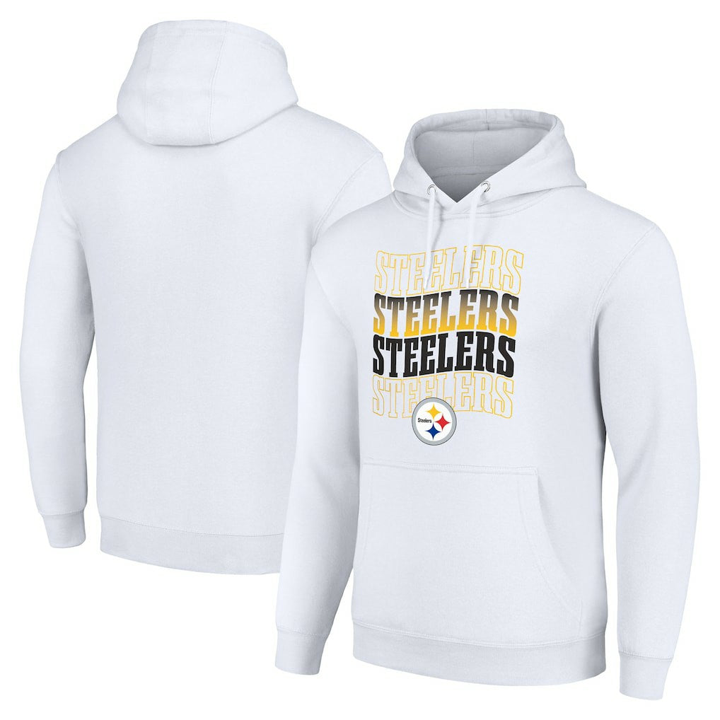 NFL Pittsburgh Steelers Starter Four Team Name Logo Fleece Pullover Hoodie