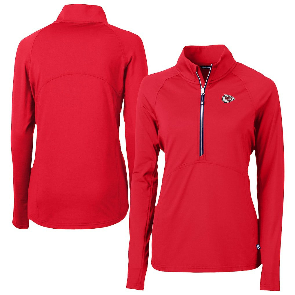 NFL Kansas City Chiefs Cutter & Buck Women's Adapt Eco Knit Stretch Recycled Half-Zip Pullover Top