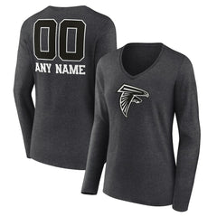 NFL Atlanta Falcons Women's Personalized Name & Number Monochrome V-neck T-Shirt