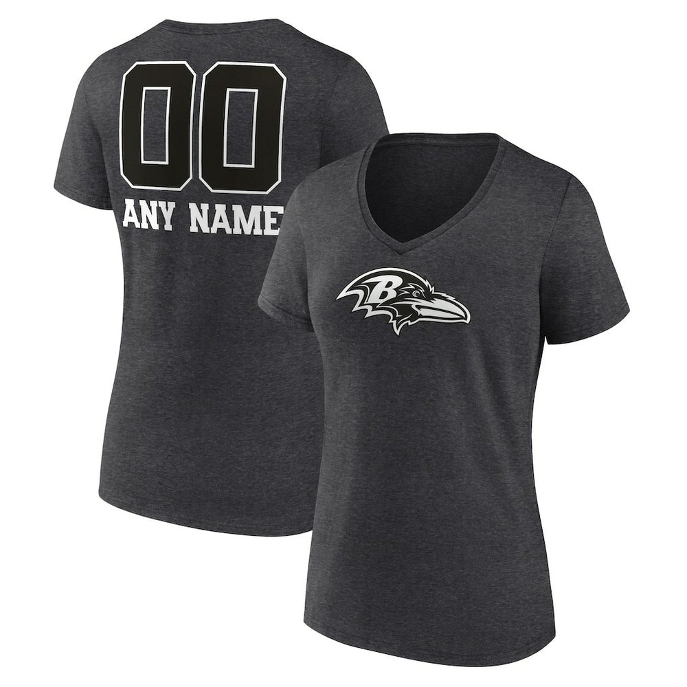 NFL Baltimore Ravens Women's Personalized Name & Number Monochrome V-Neck Long Sleeve T-Shirt