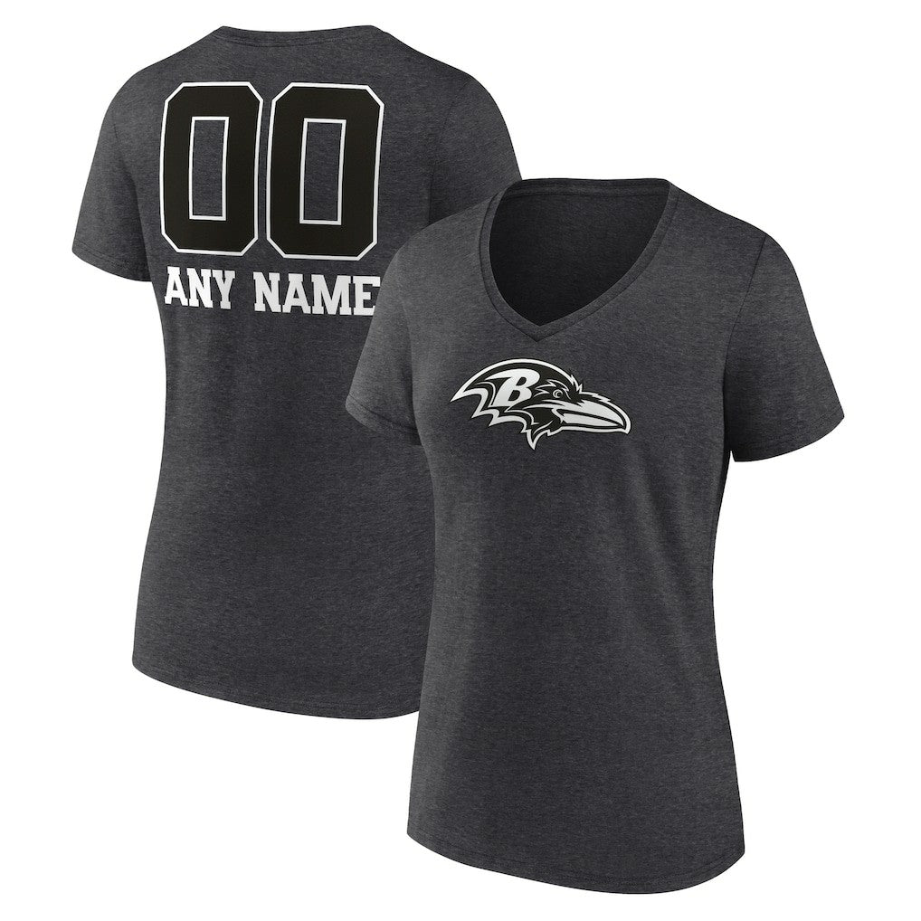 NFL Baltimore Ravens Women's Personalized Name & Number Monochrome V-Neck Long Sleeve T-Shirt