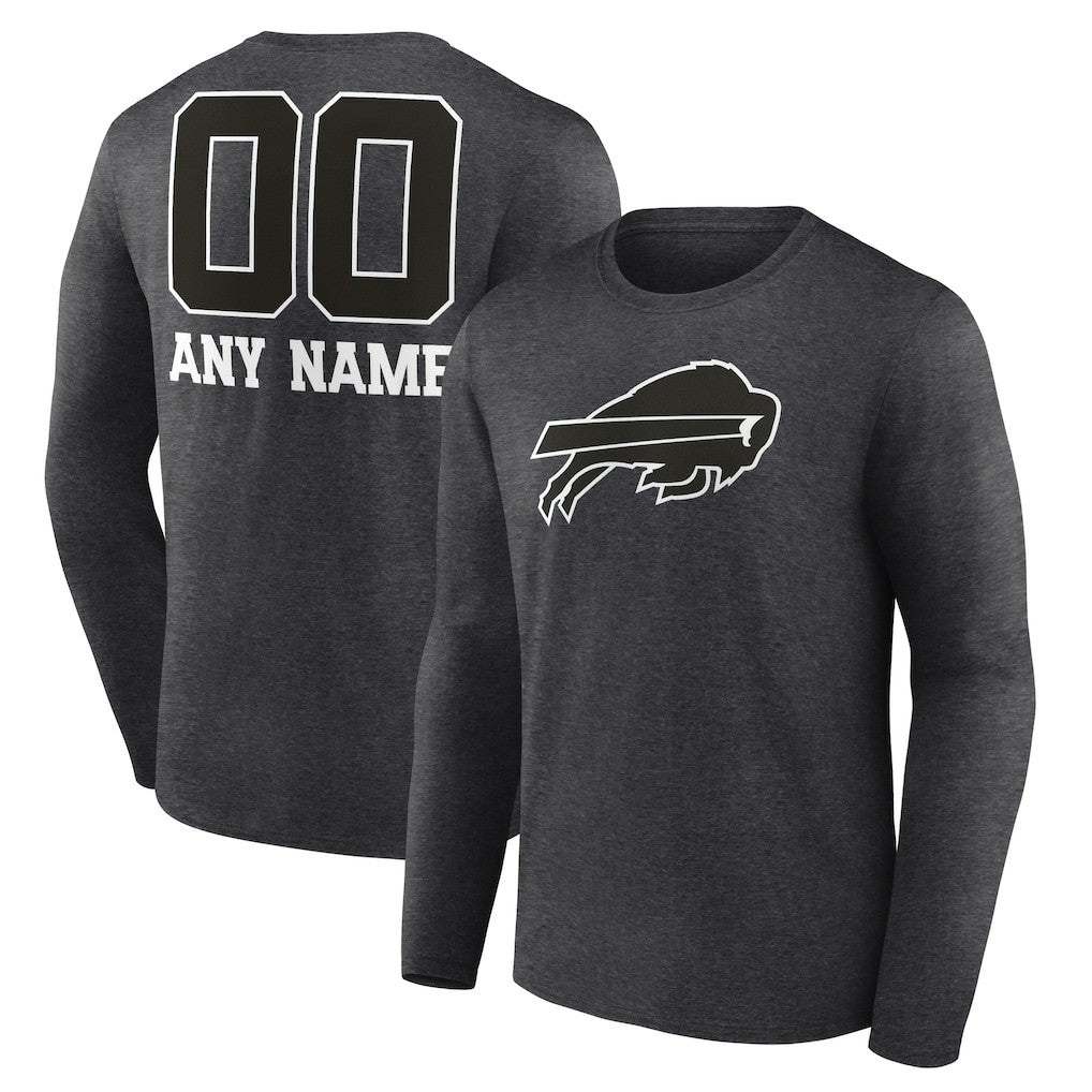 NFL Buffalo Bills Personalized Name & Number Monochrome Long Sleeve T-Shirt