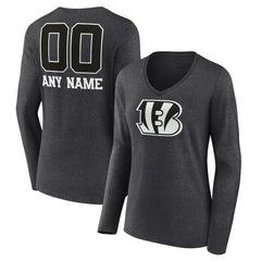NFL Cincinnati Bengals Women's Personalized Name & Number Monochrome V-neck T-Shirt