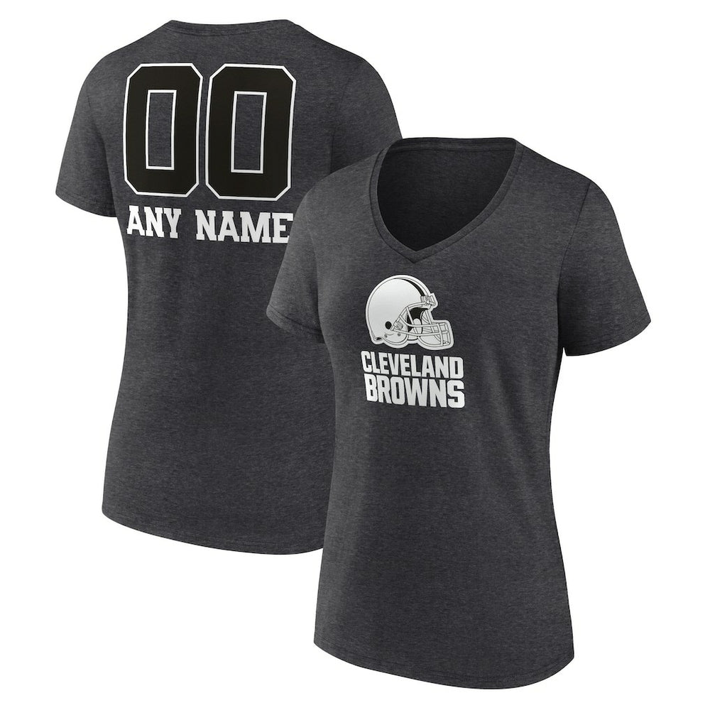 NFL Cleveland Browns Women's Personalized Name & Number Monochrome V-Neck Long Sleeve T-Shirt