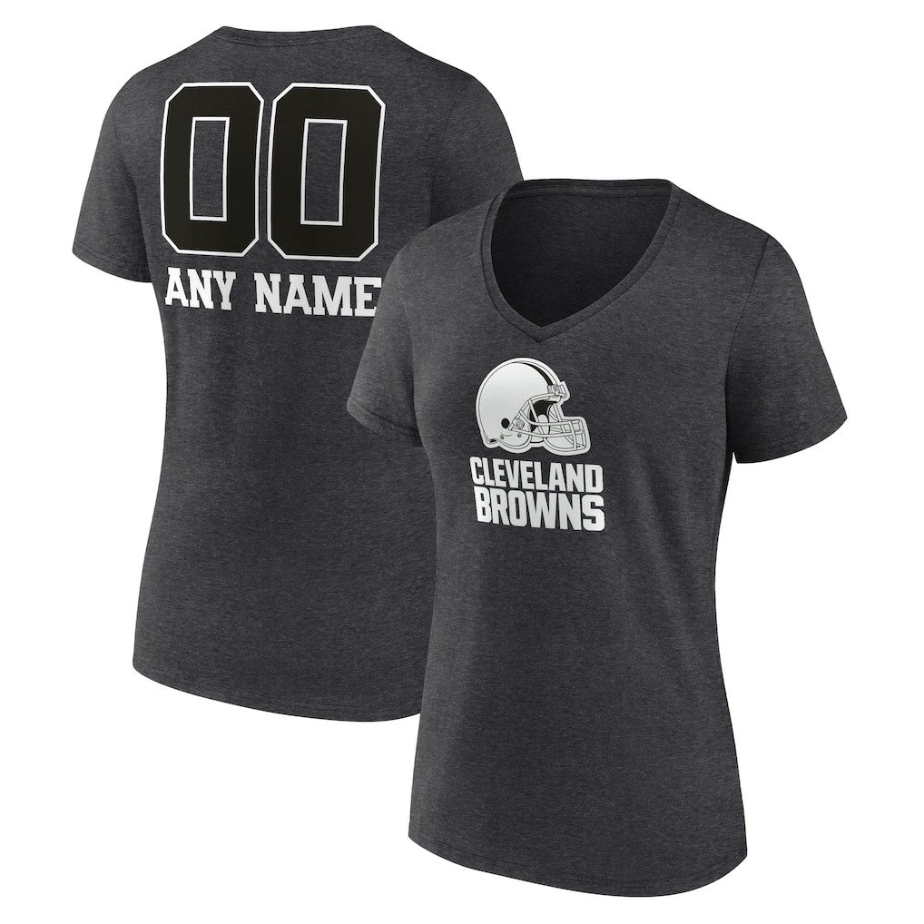 NFL Cleveland Browns Women's Personalized Name & Number Monochrome V-Neck Long Sleeve T-Shirt