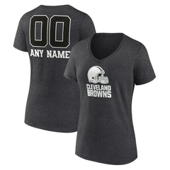 NFL Cleveland Browns Women's Personalized Name & Number Monochrome V-Neck Long Sleeve T-Shirt