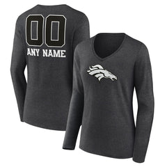 NFL Denver Broncos Women's Personalized Name & Number Monochrome V-neck T-Shirt