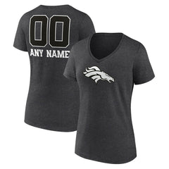 NFL Denver Broncos Women's Personalized Name & Number Monochrome V-Neck Long Sleeve T-Shirt