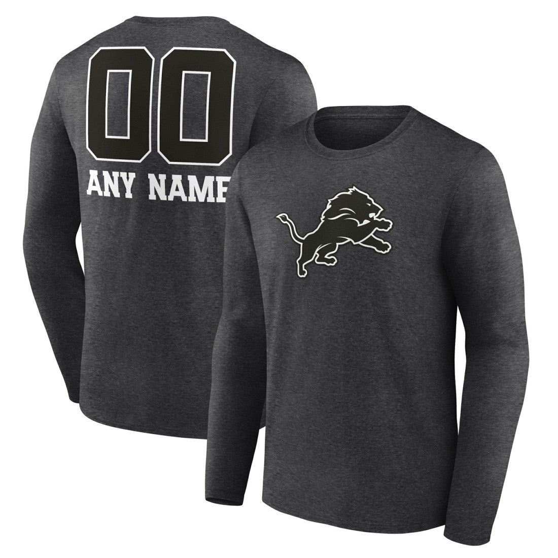 NFL Detroit Lions Personalized Name & Number Monochrome Long Sleeve T-Shirt