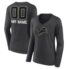 NFL Detroit Lions Women's Personalized Name & Number Monochrome V-neck T-Shirt