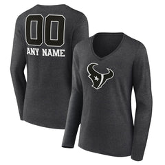 NFL Houston Texans Women's Personalized Name & Number Monochrome V-neck T-Shirt
