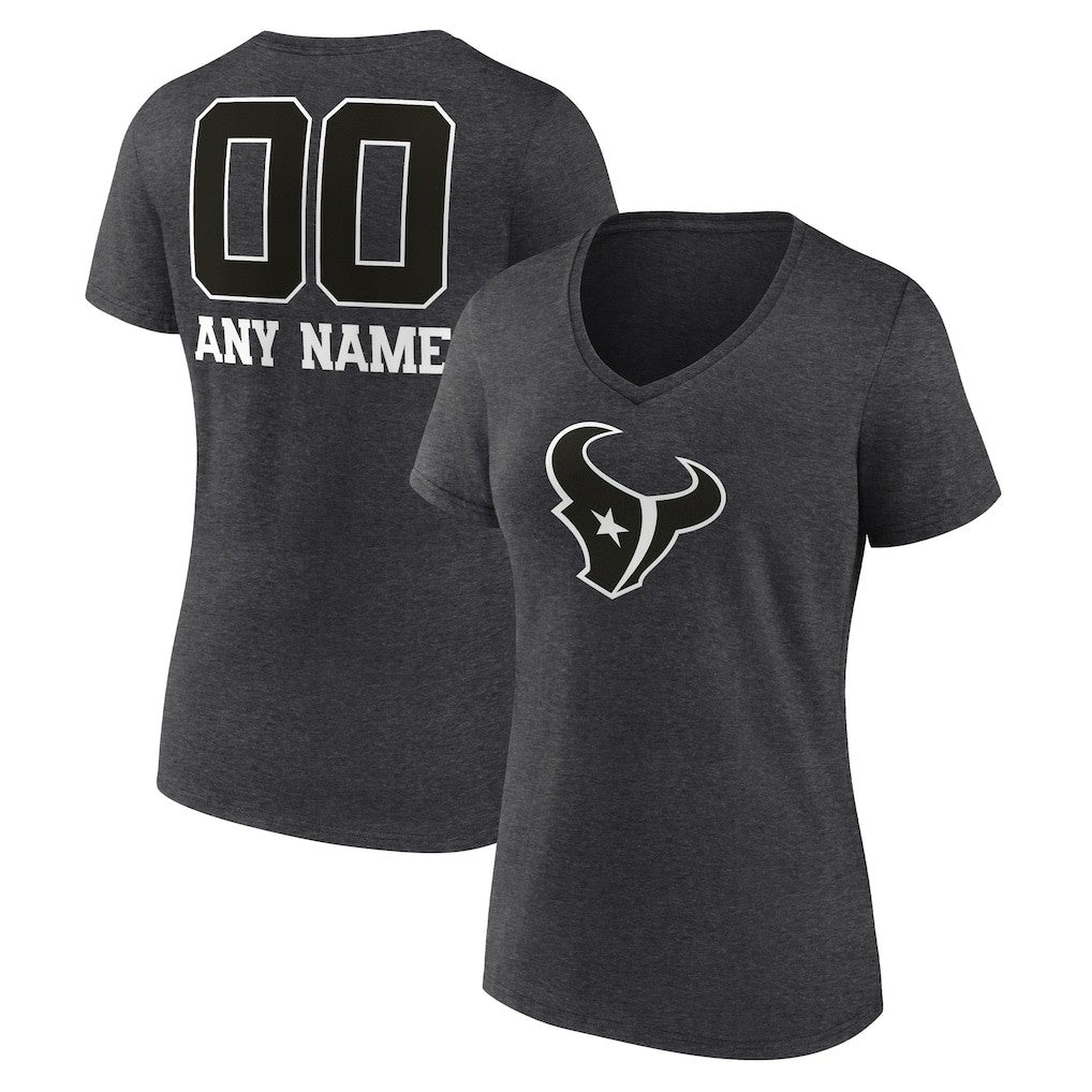 NFL Houston Texans Women's Personalized Name & Number Monochrome V-Neck Long Sleeve T-Shirt