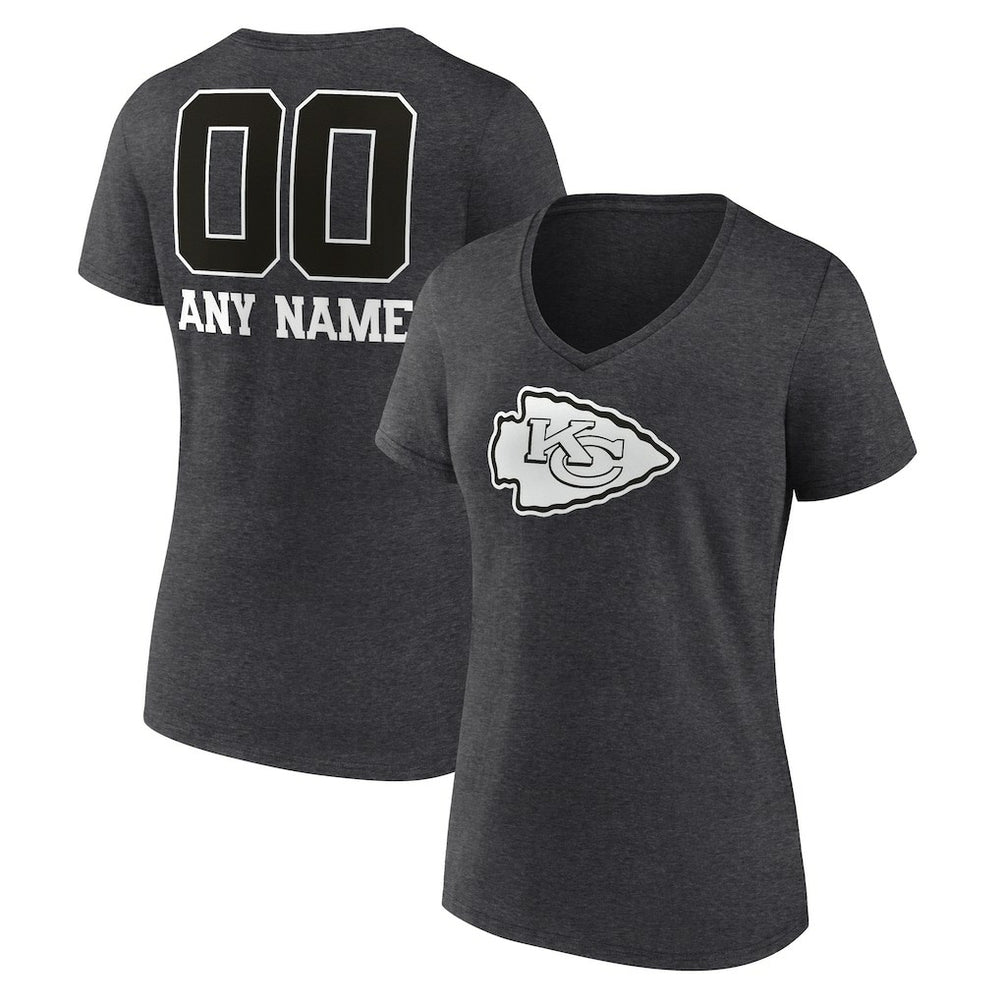 NFL Kansas City Chiefs Women's Personalized Name & Number Monochrome V-Neck Long Sleeve T-Shirt