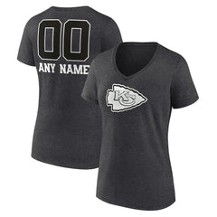 NFL Kansas City Chiefs Women's Personalized Name & Number Monochrome V-Neck Long Sleeve T-Shirt
