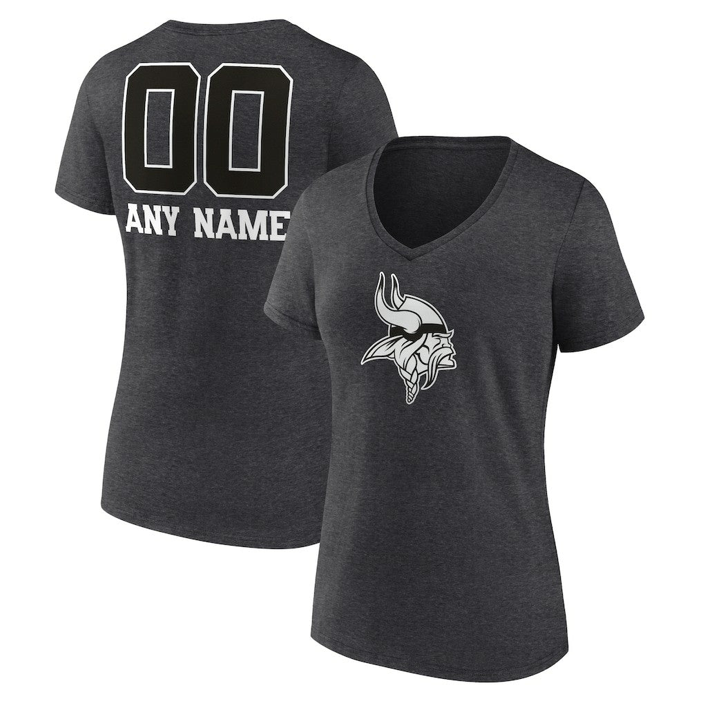NFL Minnesota Vikings Women's Personalized Name & Number Monochrome V-Neck Long Sleeve T-Shirt