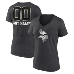 NFL Minnesota Vikings Women's Personalized Name & Number Monochrome V-Neck Long Sleeve T-Shirt