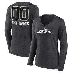 NFL New York Jets Women's Personalized Name & Number Monochrome V-neck T-Shirt