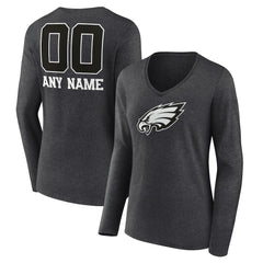 NFL Philadelphia Eagles Women's Personalized Name & Number Monochrome V-neck T-Shirt