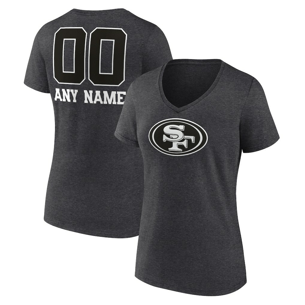 NFL San Francisco 49ers Women's Personalized Name & Number Monochrome V-Neck Long Sleeve T-Shirt