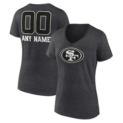 NFL San Francisco 49ers Women's Personalized Name & Number Monochrome V-Neck Long Sleeve T-Shirt
