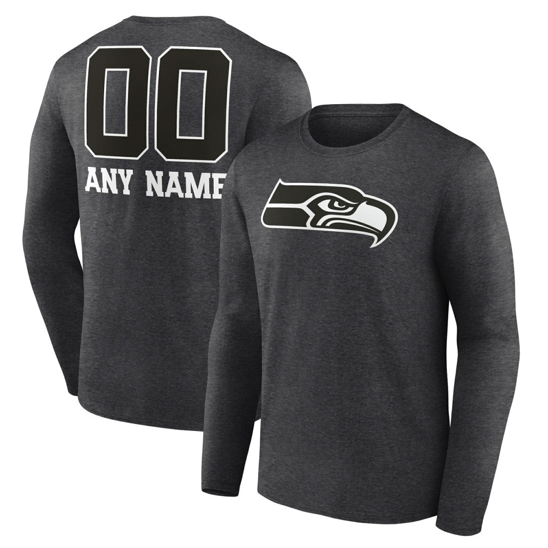 NFL Seattle Seahawks Personalized Name & Number Monochrome Long Sleeve T-Shirt