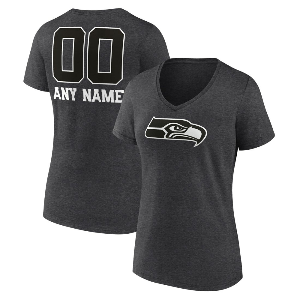 NFL Seattle Seahawks Women's Personalized Name & Number Monochrome V-Neck Long Sleeve T-Shirt