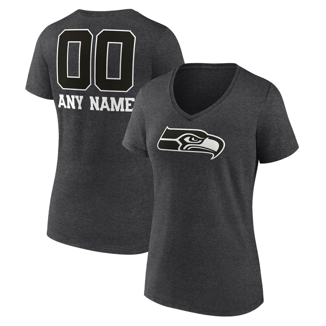 NFL Seattle Seahawks Women's Personalized Name & Number Monochrome V-Neck Long Sleeve T-Shirt