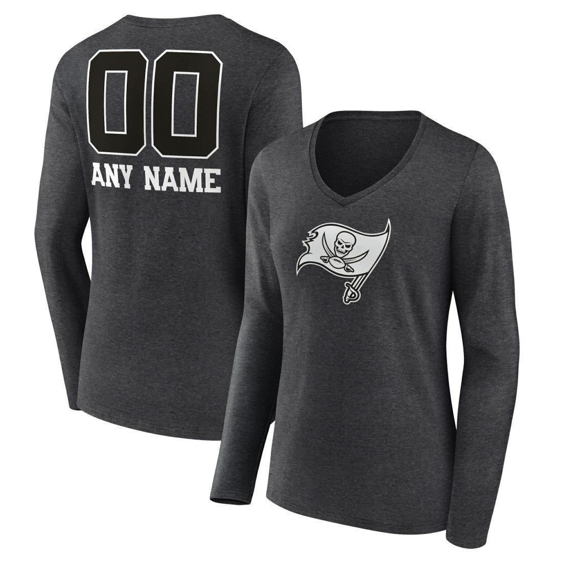 NFL Tampa Bay Buccaneers Women's Personalized Name & Number Monochrome V-neck T-Shirt