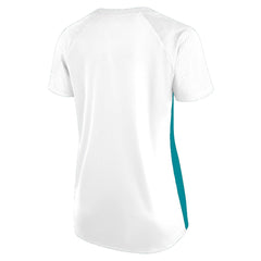 NFL Miami Dolphins Women's Plus Size Glitter Lace-Up V- Neck T-Shirt
