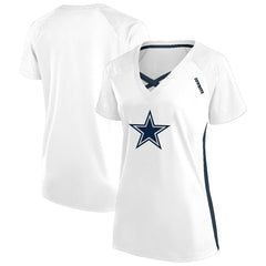 NFL Dallas Cowboys Women's Plus Size Glitter Lace-Up V- Neck T-Shirt